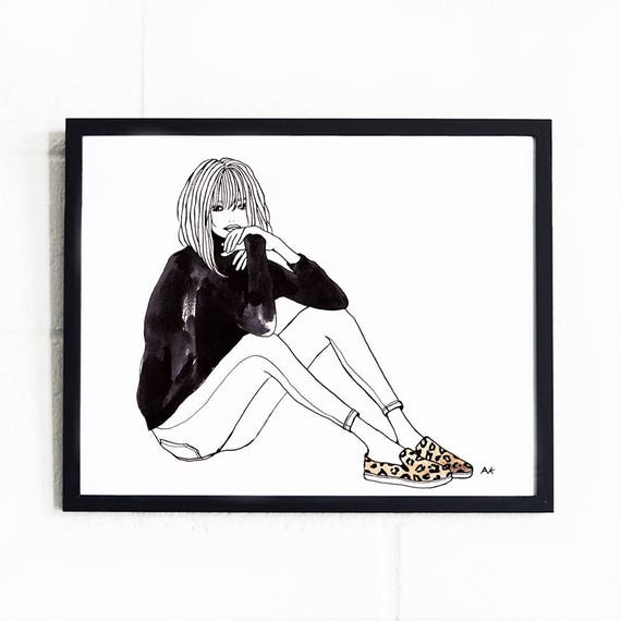 Fashion Illustration/ Fashion Wall Art/ Minimalist Fashion Prints/ Woman Drawing/ Bedroom Decor/ Chic Fashion Print/ Illustration Print