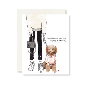 Carte d'anniversaire de caniche/carte d'anniversaire de chien mignon/carte de maman de griffonnage/griffonnage d'or/cadeaux de Labradoodle/Cavapoo maman/cadeau de maman de griffonnage/illustration de chien