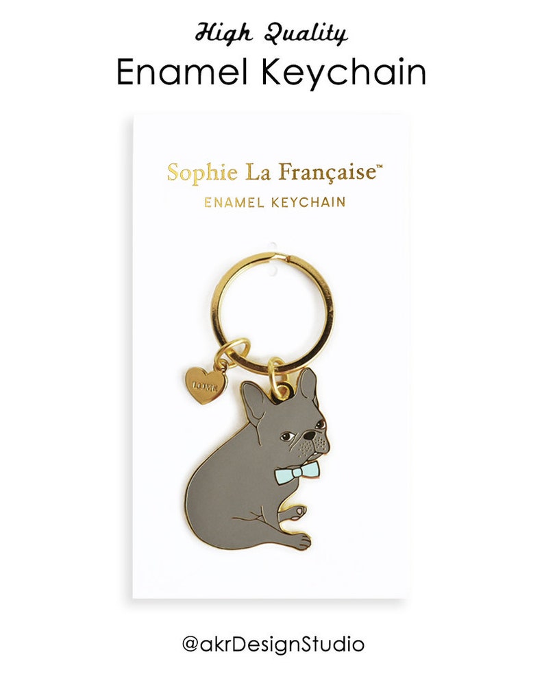 Blue French Bulldog Keychain / Dog Lover Gift / dog