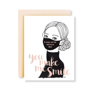 You Make Me Smile Card / Funny Miss You Card / Grappige vriendschapskaart / Kaart voor beste vriend / Meisje Illustratie / Kawaii Girl Card / Cute Girl Card