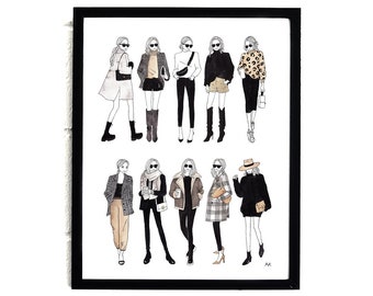 Fashion Wall Art/ Fashion Illustration/ Fashion Poster/ Fashion Sketch Art Print/Minimalist Girl Wall Art/Bedroom Wall Decor/Vanity Wall Art