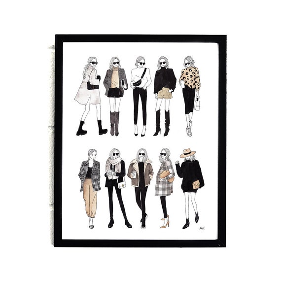 Fashion Wall Art/ Fashion Illustration/ Fashion Poster/ Fashion Sketch Art Print/Minimalist Girl Wall Art/Bedroom Wall Decor/Vanity Wall Art