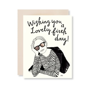 Cartão de aniversário de ilustração de moda/cartões de aniversário elegantes/cartão de aniversário para melhor amigo/desenho de moda/cartão de moda/top listrado