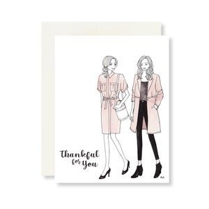 Merci pour vous carte/carte de remerciement ami/Illustration de mode/carte de remerciement collègue/carte pour patron/cadeau patron fille/carte sœur