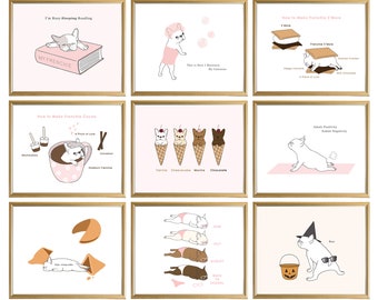 French Bulldog Art Print Set of 9/ Bedroom Wall Art/ French Bulldog Gift/Nursery Wall Art/ Blush Pink Wall Art/ Baby Girl Nursery/Dog Poster