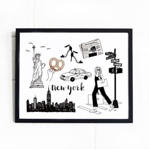 New York Wall Art/ New York Print/ Fashion Illustation/ New York Illustration Poster/ New York Sketch/ New York Art Print / NYC Art Drawing