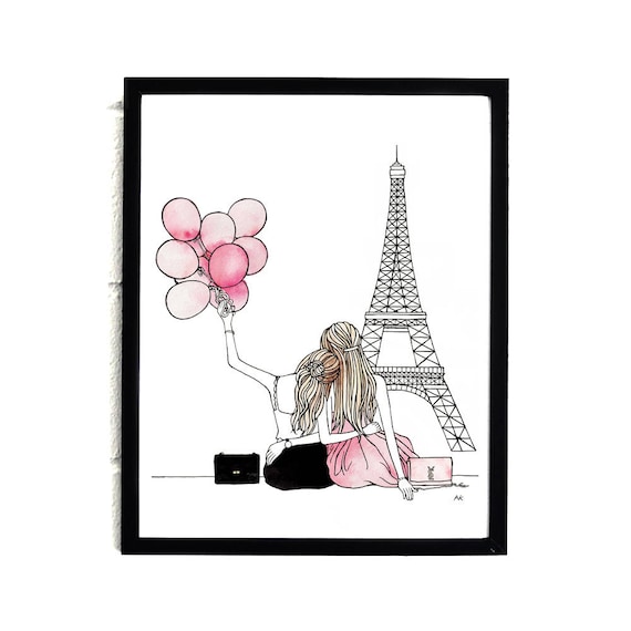 Fashion Wall Art/ Best Friend Wall Art/ Best Friend Gift/ Friendship Print/ Girlfriend Gift/ Paris Illustration/ Gift for Best Friend