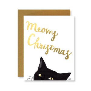 Carte de Noël chat noir / carte de Noël miaou / cadeau pour amoureux des chats / carte de vœux chat / carte de chat drôle / carte de Noël pour amoureux des chats / carte de vœux drôle