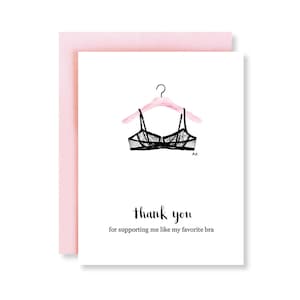 Cartes de remerciement/ Carte de remerciement EVJF/ Merci meilleur ami/ Carte de lingerie/Carte de remerciement de mariage/Carte de remerciement de demoiselle d'honneur/Carte de soutien-gorge