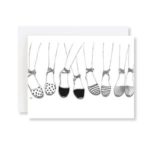 Tarjeta de zapatos de alpargatas / tarjeta de zapatos planos de verano / tarjeta para novia / boceto de moda / tarjeta elegante para ella / tarjeta para esposa / cumpleaños de mejor amigo