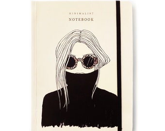 Fashion Girl Notebook/ Fashion Illustration/ Lined Notebook/ Lined Journal/ Best Friend Notebook Gift/ Minimalist Notebook/ Fashion Journal