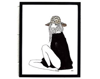 Decoração de parede de moda/arte de moda feminina/arte de parede de moda/cartaz de moda/cartaz de ilustração de moda/impressão de esboço de moda/impressão de arte de moda