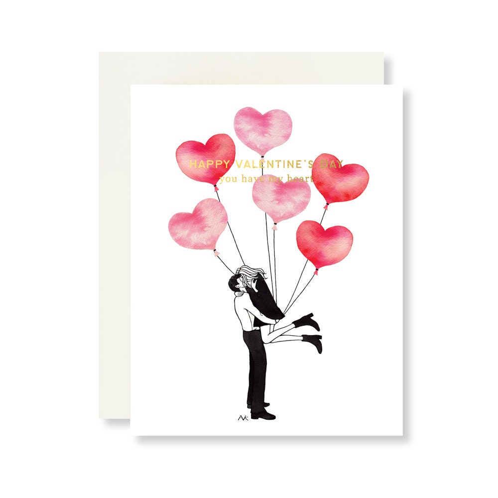 Balloon Valentine Card/ Valentines Day Card/ Valentines Card for Him ...