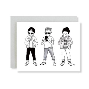 Jungen Geburtstagskarte / Boy Mom Card / Lustige Karten für Jungen / Coole Kinder Geschenke / 3 Jungen Mode Illustration / Junge Illustration / Stilvolle Kinderkarten