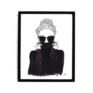 Black Turtleneck Fashion Wall Art / Fashion Illustration/ Closet Wall Art/Fashion Sketch/Bedroom Wall Decor / Best Friend Gift / Monochrome
