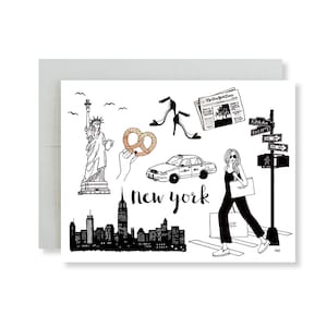 Carte de New York / Art de la ville de New York / Illustration de mode / Carte d'anniversaire de NYC / Illustration de New York / Carte de mode de NY / Cadeau de New York / Cadeau de NYC