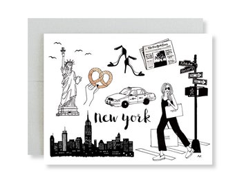 New York Card/ New York City Art/ Fashion Illustration/ NYC Birthday Card/ New York Illustration/ NY Fashion Card/ New York Gift/ NYC Gift