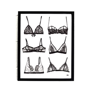 Panty Print/ Lingerie Art/ Bathroom Wall Decor/ Lingerie Wall Art/Black and White/Bedroom Wall Art/ Bra and Panty Print/ Set of 2 Prints image 4