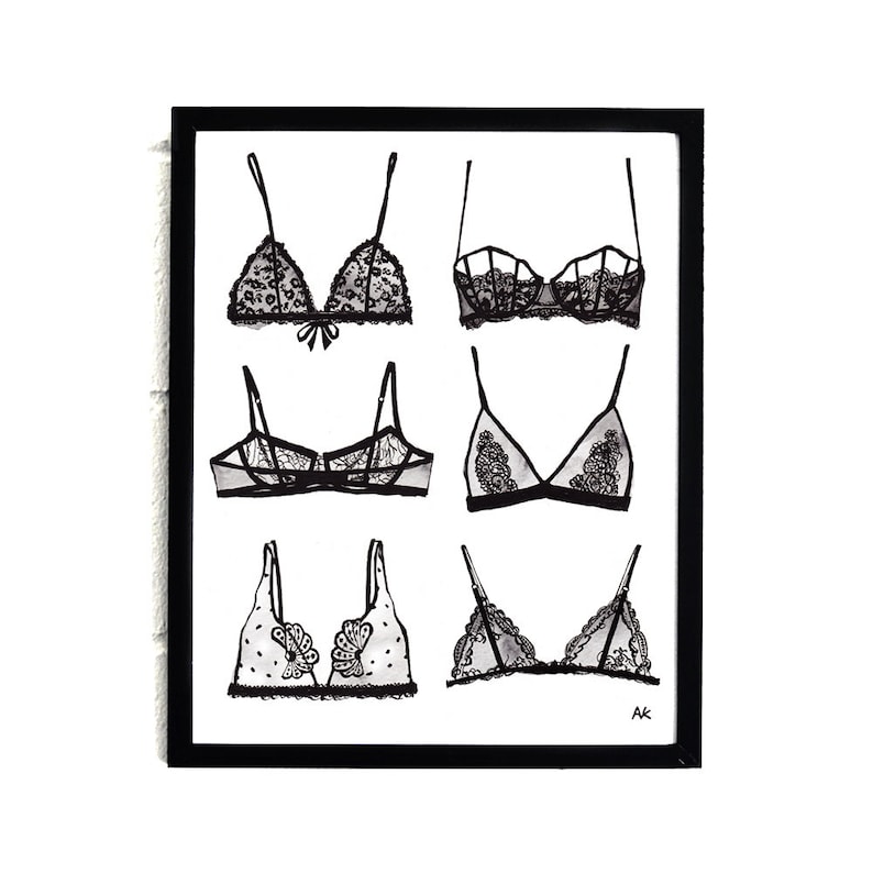 Panty Print/ Lingerie Art/ Bathroom Wall Decor/ Lingerie Wall Art/Black and White/Bedroom Wall Art/ Bra and Panty Print/ Set of 2 Prints image 4