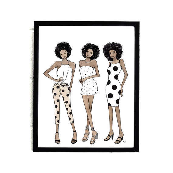 Fashion wall art Fashion art fashion gift fashion illustration African American designer fashion bedroom decor girl in red modern art