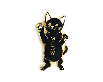 Black Cat Pin/ Cat Enamel Pin/ Cat Lapel Pin/ Cat Lover Gift/ Cat Mom Gift/ Gift for Cat Lover/ Meow/ Black Cat Gift/ Cat Memorial/Cat Mama