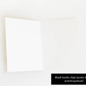 May include: Blank white card with a blank inside. The card is made of high quality paper. The text on the card reads "Blank Inside, High Quality Paper @akrDesignStudio".