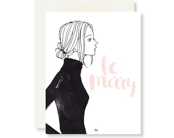 Vrolijke kerstkaart/mode kerstkaarten/chique kerstkaart/mode illustratie/leuke kerstkaart/mode meisje kerstkaart