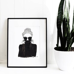 Black Turtleneck Fashion Wall Art / Fashion Illustration/ Closet Wall Art/Fashion Sketch/Bedroom Wall Decor / Best Friend Gift / Monochrome image 2