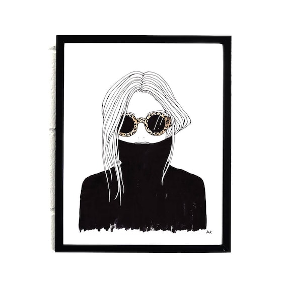 Leopard Shades Fashion Illustration/ Fashion Wall Art/ Fashion Wall Decor/ Fashion Girl Art Print/ Minimalist Print/ Bedroom Wall Art/Poster