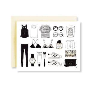 Mode Illustratie Kaart / Fashion Card / Stijlvolle Wenskaart / Blanco Kaart / Mode Illustratie / Chic Fashion Design / Miimalist Fashion