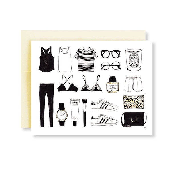Fashion Illustration Card/ Fashion Card/ Stylish Greeting Card/ Blank Card/ Fashion Illustration/ Chic Fashion Design/ Miimalist Fashion