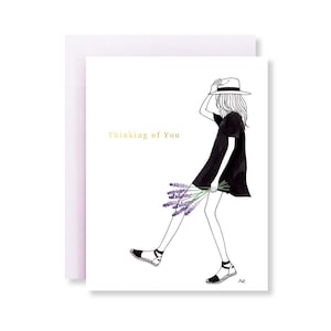Lavendel Thinking of You Karte / Beileidskarte / Beileidskarte / Gute Besserung Karte Floral / tiefste Sympathien / Mode Illustration / Floral Art