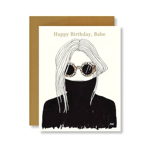 Leopard Shade Geburtstagskarte / Happy Birthday Karte / Mode Illustration / Bester Freund Geburtstagskarte / Mode Mädchen Karte / Mode Karte / Schwarz