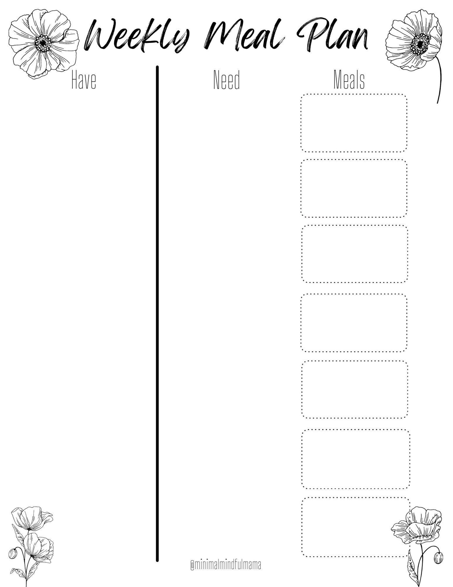 Weekly Meal Plan Printable Etsy