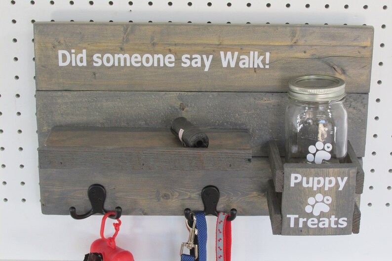 Dog Leash Holder Entryway Wall Storage Dog Lovers Gift Wood Etsy