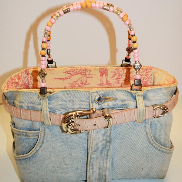 PHD BOOTIE BAG by BootieBag, Absolutely Original Unique Vintage Paul Harris Denim One of a Kind Patented Jeans Purse W/Belt & Toile Interior