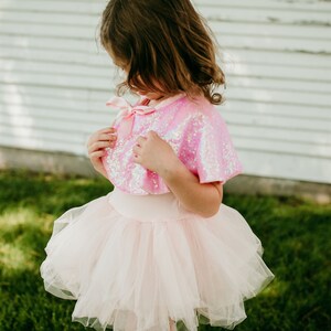 Pink Sequin Cape Glitter Cape Kids Festival Cape Sequin Capelet Princess Costume Flower Girl ...