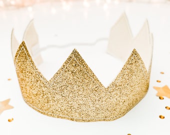 Gold Glitter Crown - Gold Princess Crown - Gold Dress Up Crown - Gift for Kids