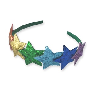 Rainbow Glitter Star Sparkly Headband