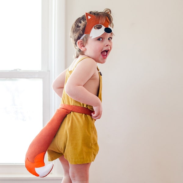 Fantastic Fox in a Box Costume Set: Handmade Felt Mask and Tail for Kids