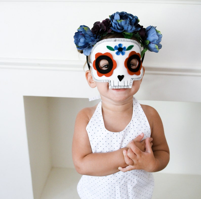 Child's Sugar Skull Halloween Mask Day of the Dead Mask Skeleton Mask image 9