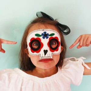 Child's Sugar Skull Halloween Mask Day of the Dead Mask Skeleton Mask image 6