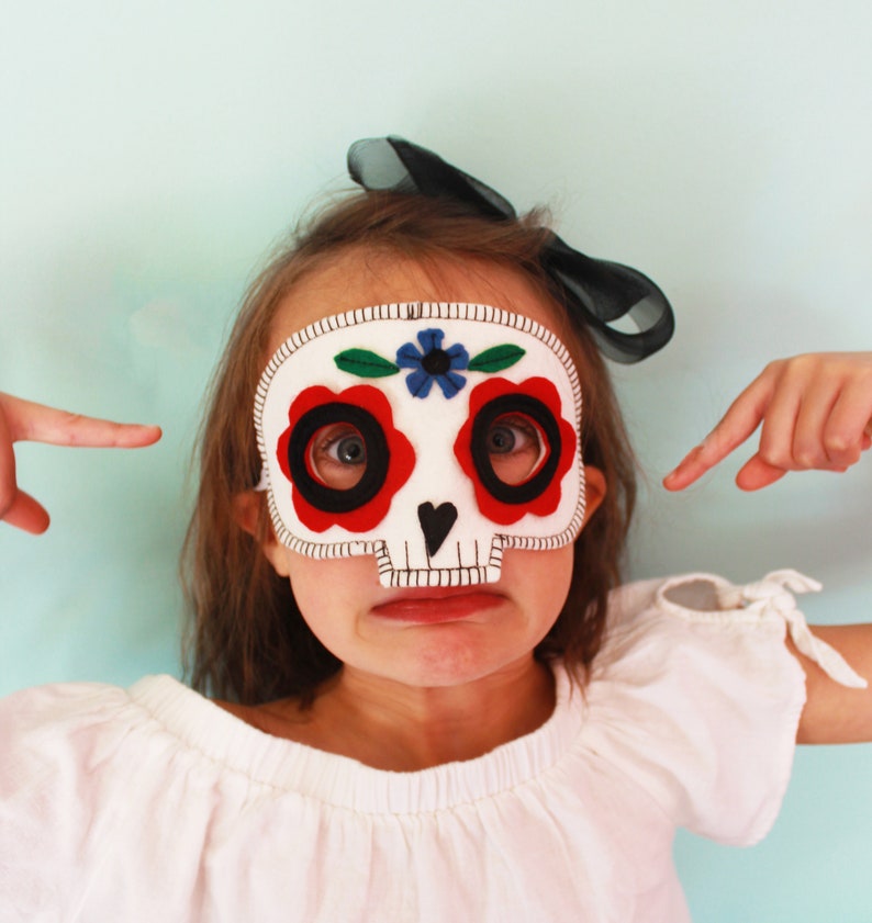 Child's Sugar Skull Halloween Mask Day of the Dead Mask Skeleton Mask image 6