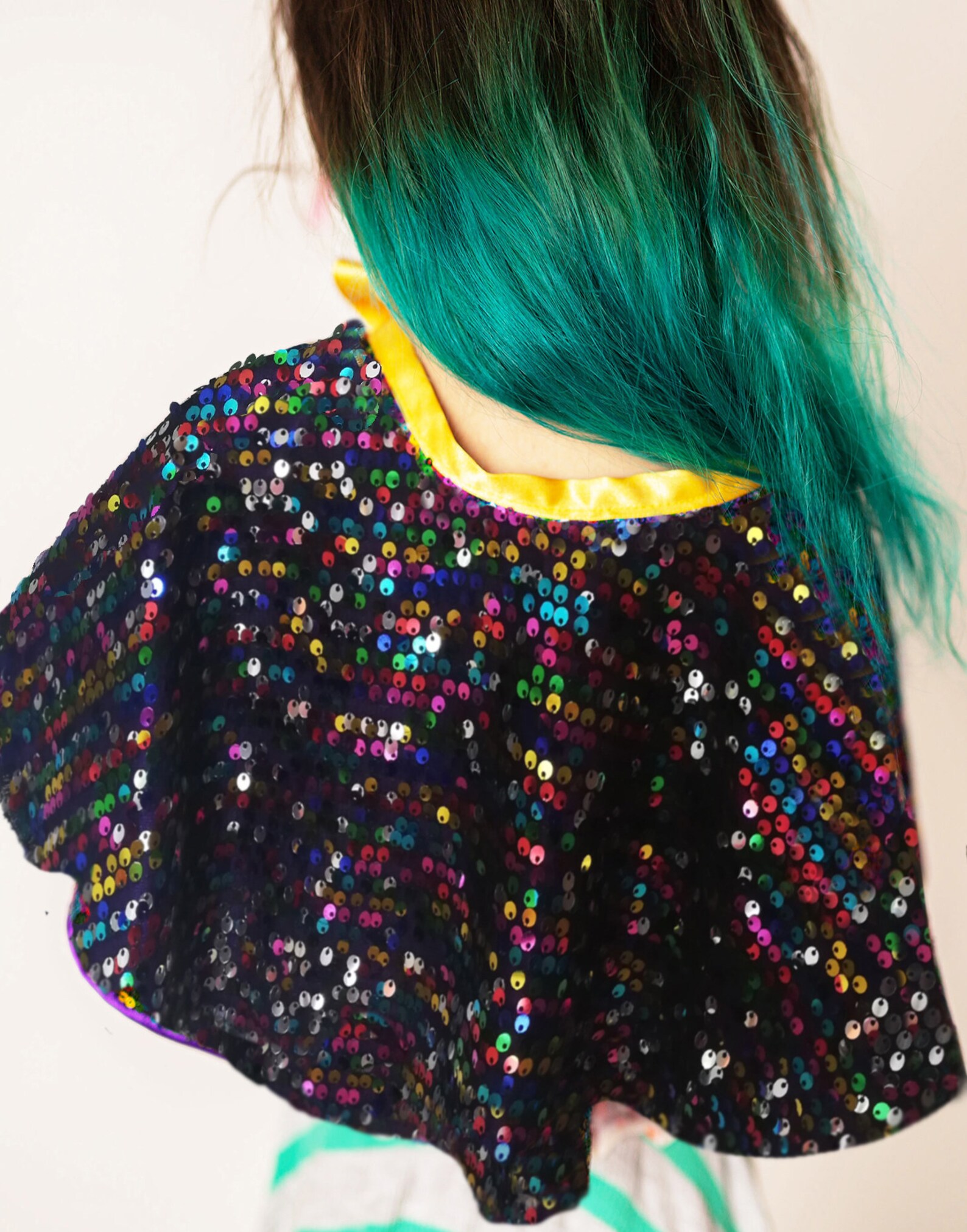 blue sequin cape