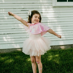 Pink Sequin Cape Glitter Cape Kids Festival Cape Sequin Capelet Princess Costume Flower Girl ...