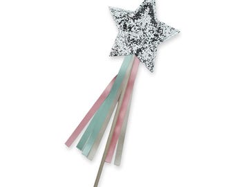Silver Glitter Star Wand