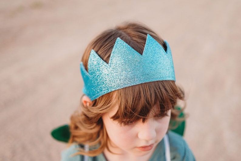 Turquoise Glitter Crown Mermaid Crown Dress Up Crown Gift for Kids image 1