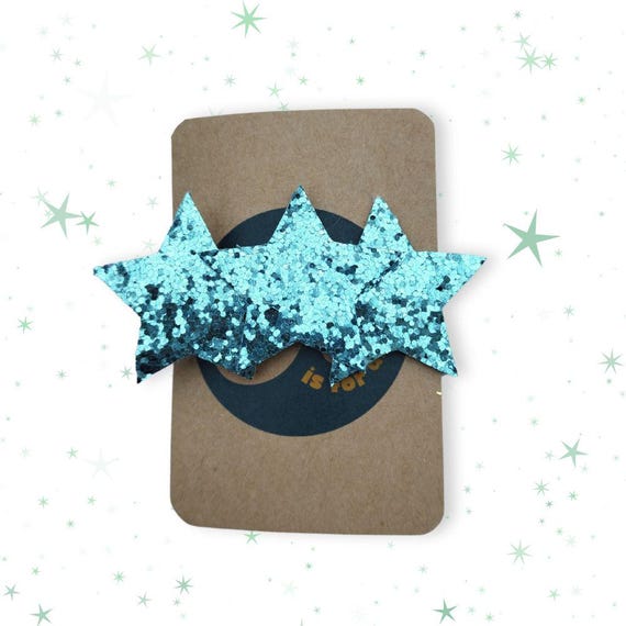 Turquoise Glitter Star Hair Clip - Sparkly Mermaid Hair  display picture 3