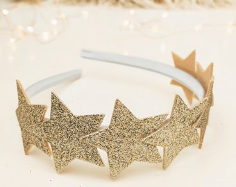 Gold Glitter Star Headband for Little Angels - Handmade Magical Accessory for Children