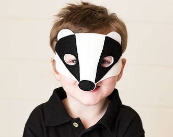 Badger Mask - Woodland Mask - Animal Mask - Badger Costume - Woodland Animal Party - Animal Costume - Animal Disguise - Felt Mask